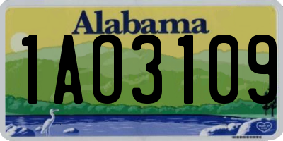 AL license plate 1AO3109