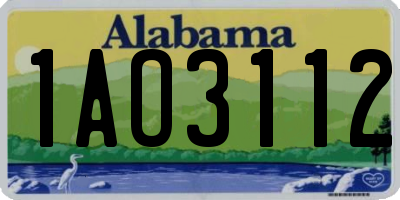 AL license plate 1AO3112