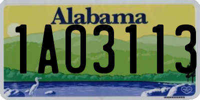 AL license plate 1AO3113