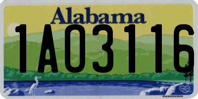 AL license plate 1AO3116