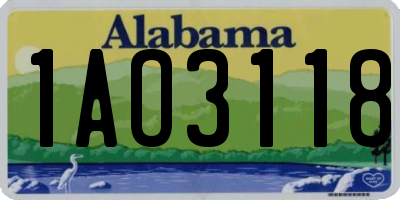 AL license plate 1AO3118