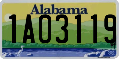 AL license plate 1AO3119