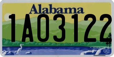 AL license plate 1AO3122