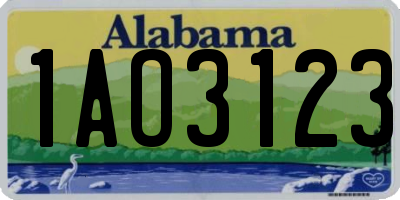 AL license plate 1AO3123