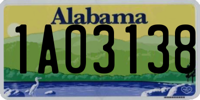 AL license plate 1AO3138