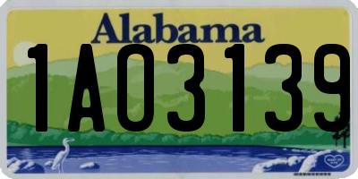 AL license plate 1AO3139