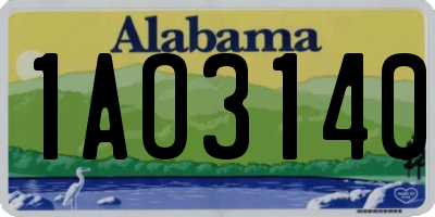 AL license plate 1AO3140