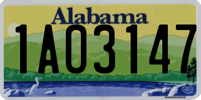 AL license plate 1AO3147