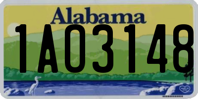 AL license plate 1AO3148