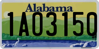 AL license plate 1AO3150