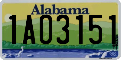 AL license plate 1AO3151