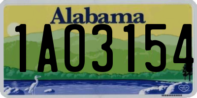 AL license plate 1AO3154