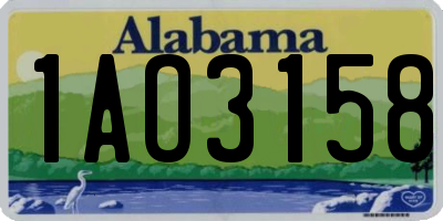 AL license plate 1AO3158