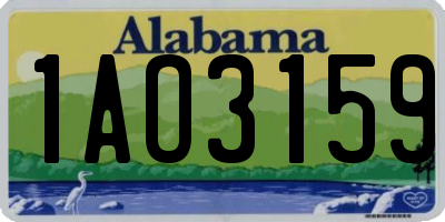 AL license plate 1AO3159