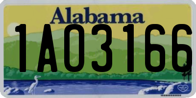 AL license plate 1AO3166
