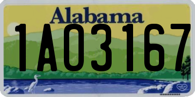 AL license plate 1AO3167