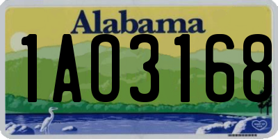 AL license plate 1AO3168