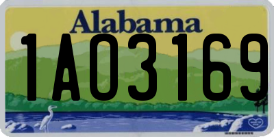 AL license plate 1AO3169