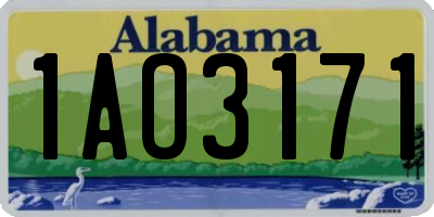 AL license plate 1AO3171