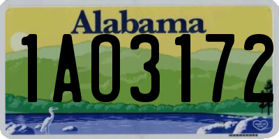 AL license plate 1AO3172