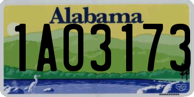 AL license plate 1AO3173