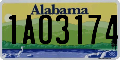 AL license plate 1AO3174