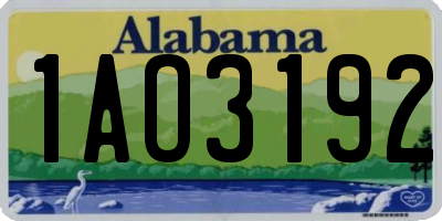 AL license plate 1AO3192