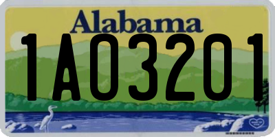 AL license plate 1AO3201