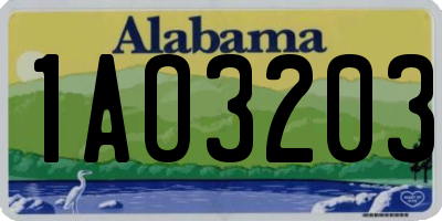 AL license plate 1AO3203