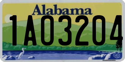 AL license plate 1AO3204