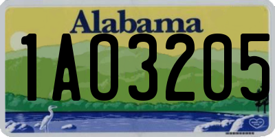 AL license plate 1AO3205