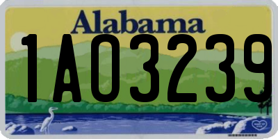 AL license plate 1AO3239