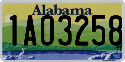 AL license plate 1AO3258