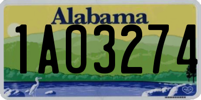 AL license plate 1AO3274