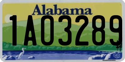 AL license plate 1AO3289