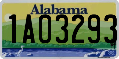 AL license plate 1AO3293