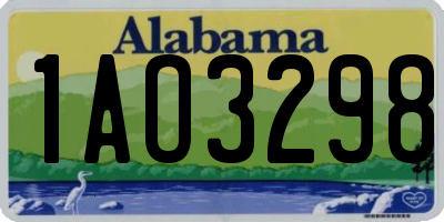AL license plate 1AO3298