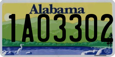 AL license plate 1AO3302