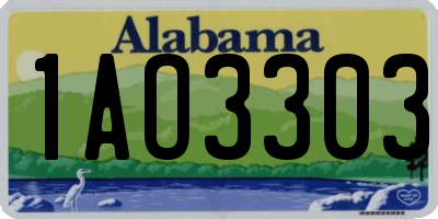 AL license plate 1AO3303