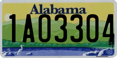 AL license plate 1AO3304