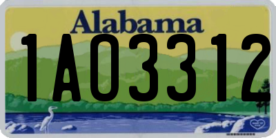 AL license plate 1AO3312