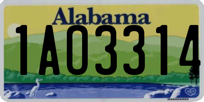 AL license plate 1AO3314