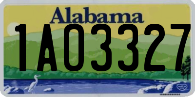 AL license plate 1AO3327