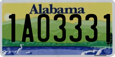 AL license plate 1AO3331