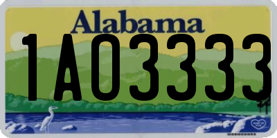 AL license plate 1AO3333
