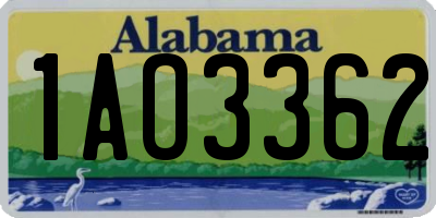 AL license plate 1AO3362