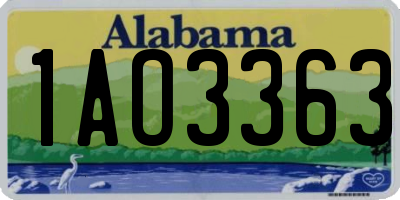 AL license plate 1AO3363