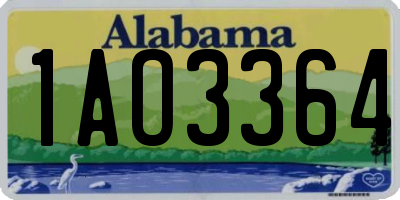 AL license plate 1AO3364