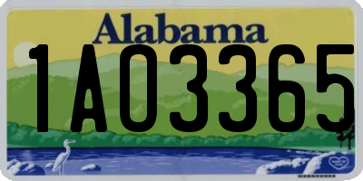 AL license plate 1AO3365