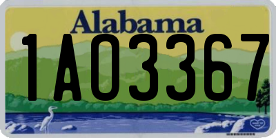 AL license plate 1AO3367